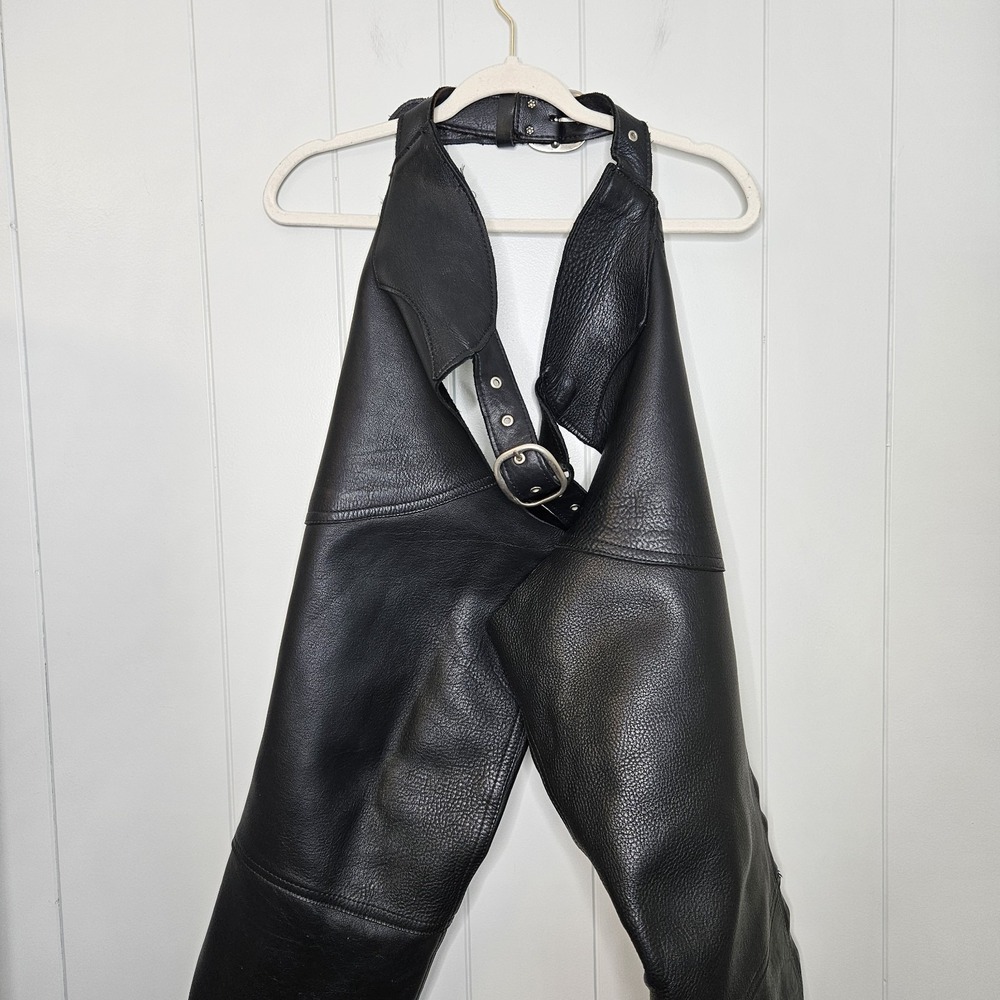 S.P. Leather Motorcycle Chaps Genuine Leather Black Large Made In USA